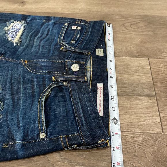 AG Adriano Goldschmied Tomboy Boyfriend Distressed Cropped Blue Denim Jeans 24 - Picture 7 of 12
